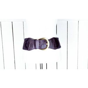90s vintage wide stretch crochet faux leather belt / boho purple cinching belt